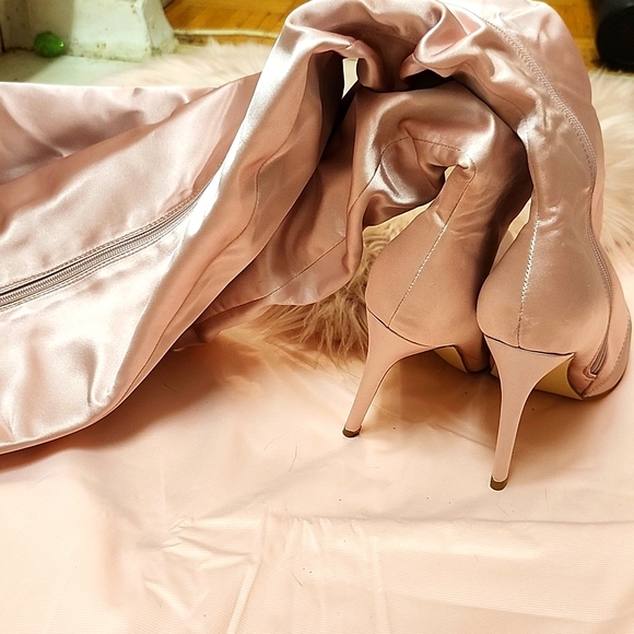 Brand New COLIN STUART SATIN STILETTO THIGH-HI BOOTS-6.5 - Picture 4 of 9